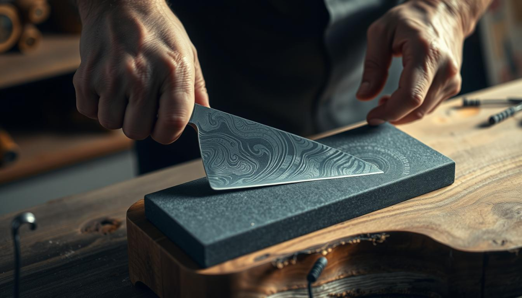 Damascus steel blades sharpening