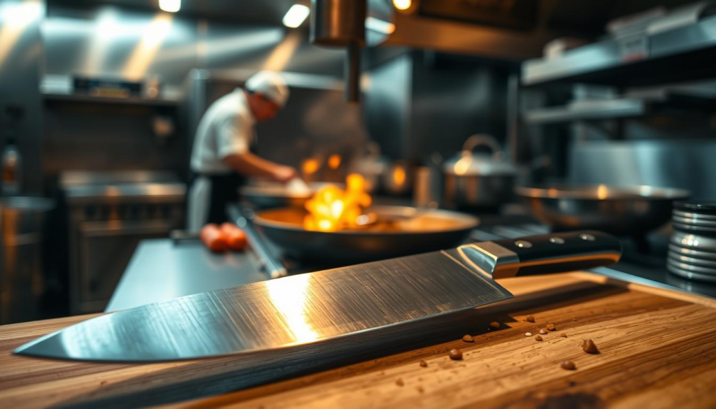 chef knife7 in professional kitchen