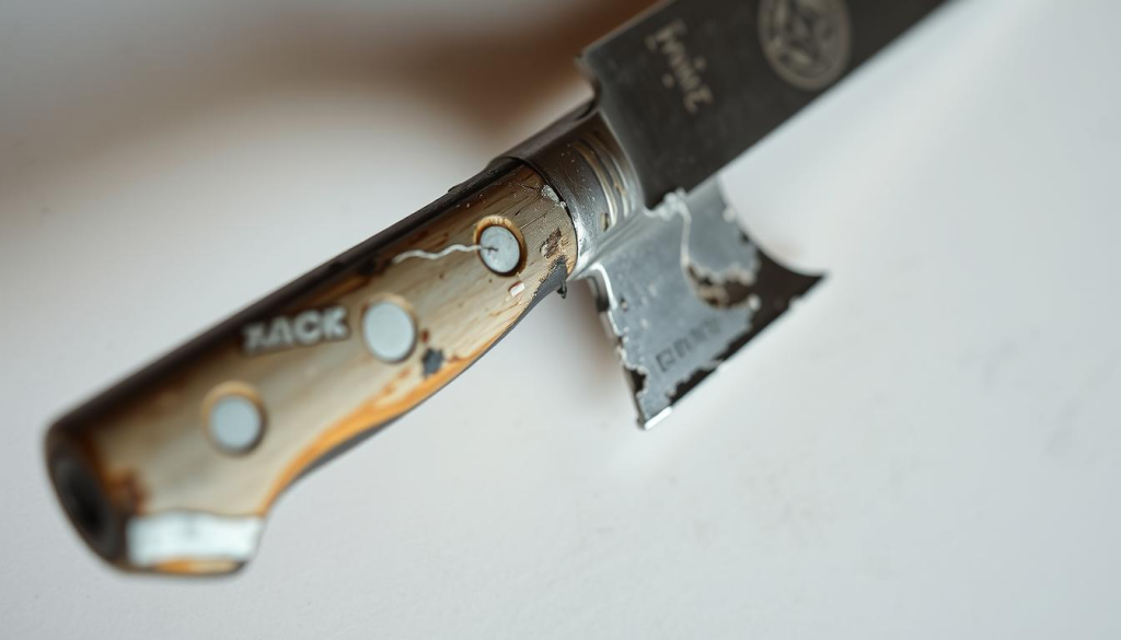 damaged knife handle