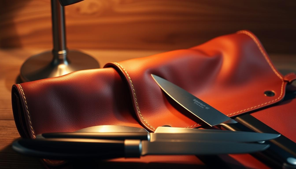 handmade leather knife roll care