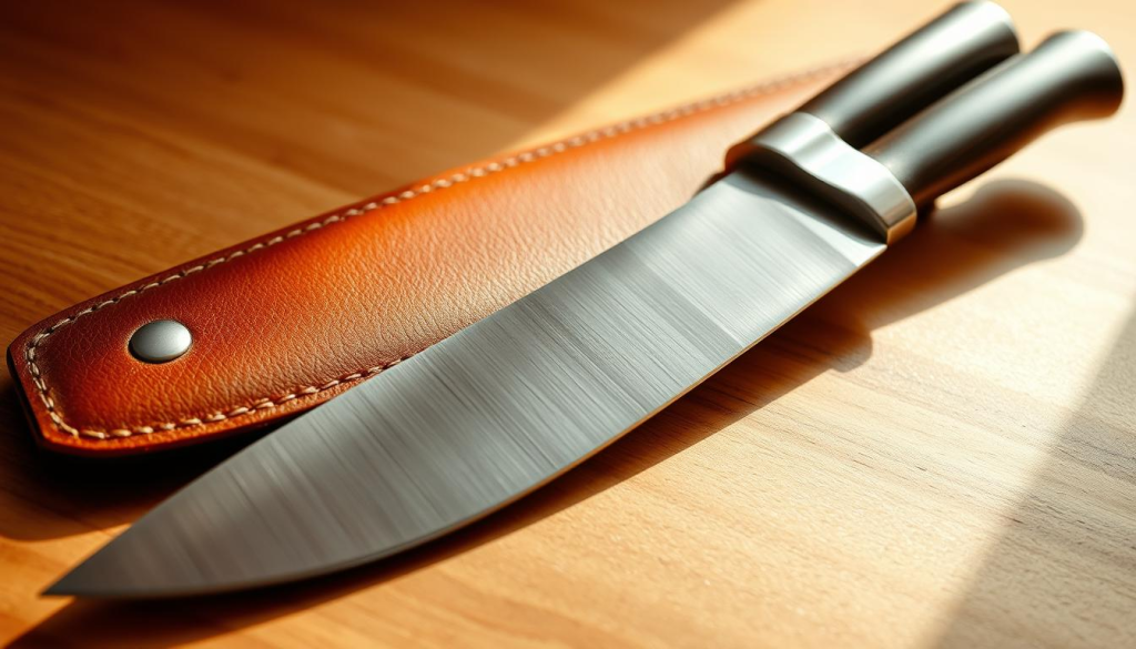 professional chef knife in sheath