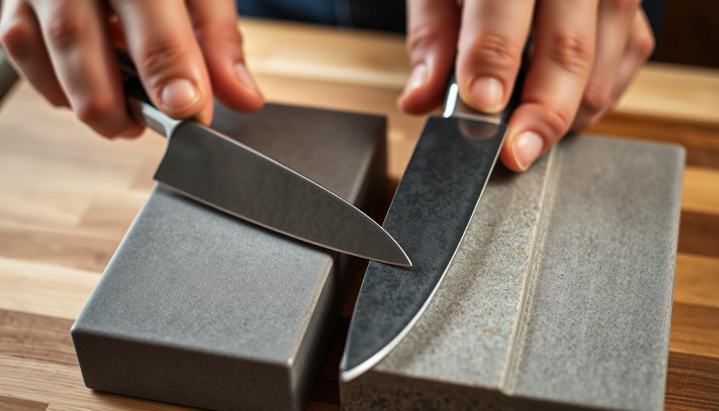 sharpening Shun knives with whetstones