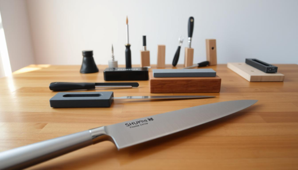 sharpening shun knives workspace
