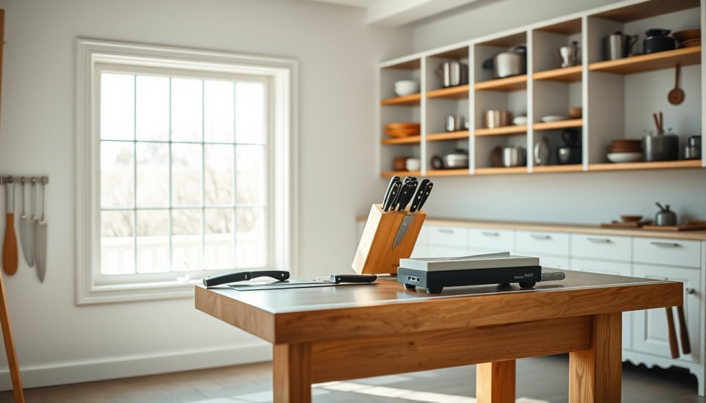 shun knife sharpening workspace