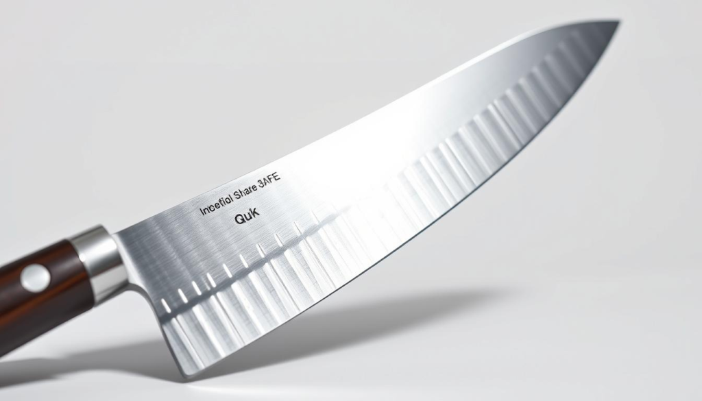 A gleaming Japanese Shun kitchen knife, its razor-sharp blade reflecting the light in brilliant flashes. The steel edge, honed to perfection, glistens against a crisp white background, emphasizing its precision and cutting power. The knife's elegant, ergonomic handle is made of ebony wood, providing a tactile and visually striking contrast. The scene is illuminated by soft, directional lighting that accentuates the knife's sleek silhouette and the keen edge's striking clarity. The overall composition conveys the Shun knife's exceptional sharpness, quality, and suitability for the delicate task of slicing sushi.