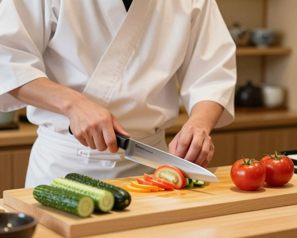 Japanese knife slicing technique