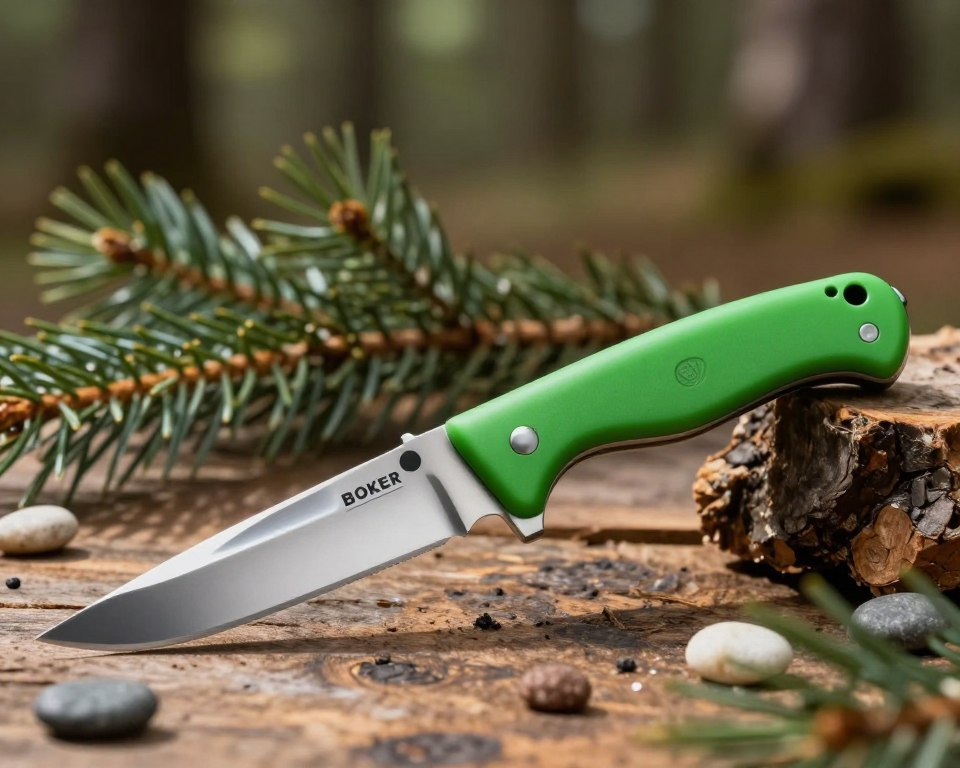 premium boker knife in green